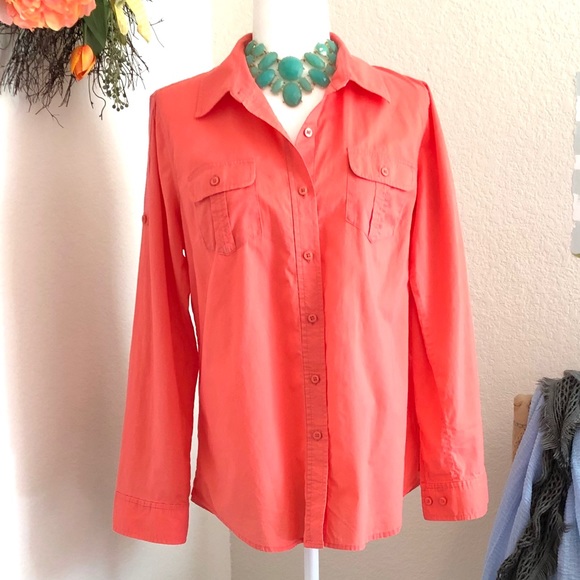 Light Orange Button Down Shirt - Picture 1 of 6